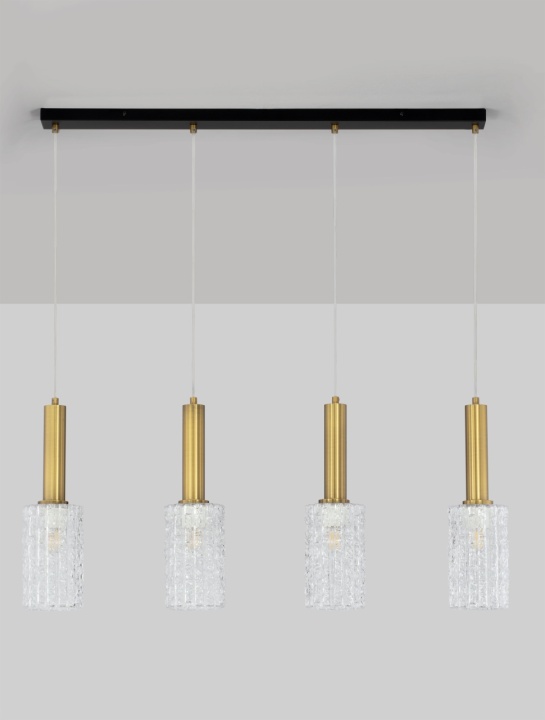 Corp de iluminat suspendat Certa Transparent / Auriu 90 x 12,5 x 120 cm - Img 3