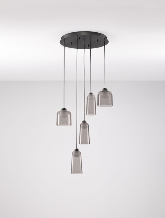 Corp de iluminat suspendat Dione Negru / Smokey Ø45 x H 200 cm - Img 3