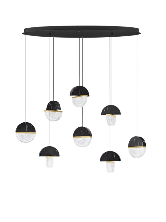 Corp de iluminat suspendat Dorin Negru / Auriu / Alb / Transparent 105 x 40 x 150 cm - Img 2