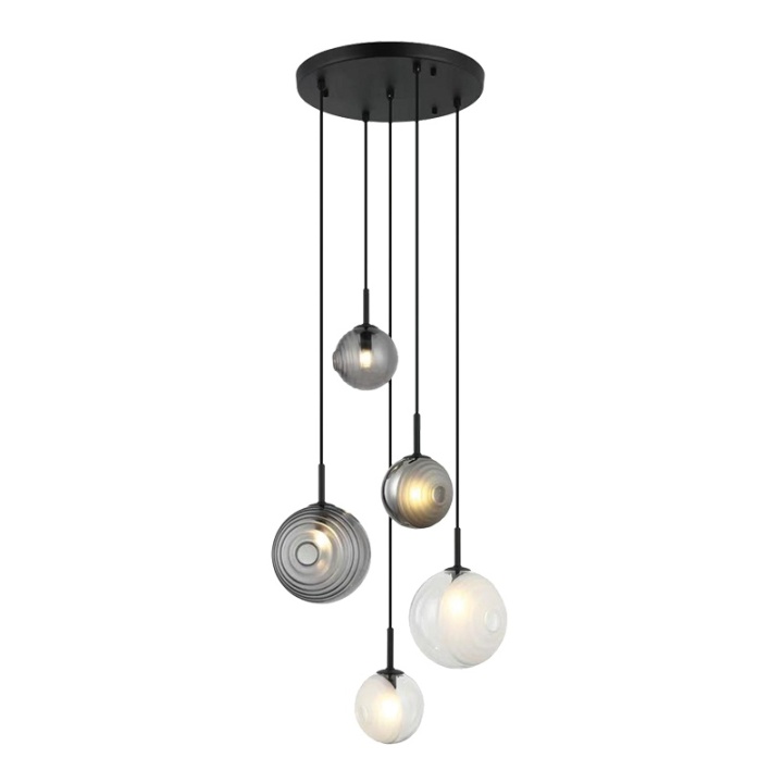 Corp de iluminat suspendat Firenze 5xG9 LED - Negru mat, Alb, Transparent - Img 2