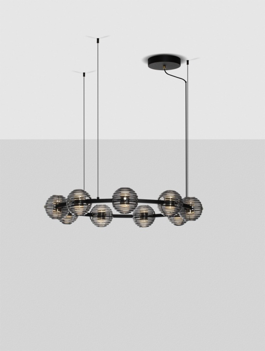 Corp de iluminat suspendat Las Negru / Auriu / Gri Ø91 x H 160 cm - Img 4