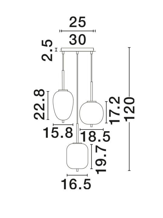 Corp de iluminat suspendat Lato Opal / Auriu Ø30 x H 120 cm - Img 5