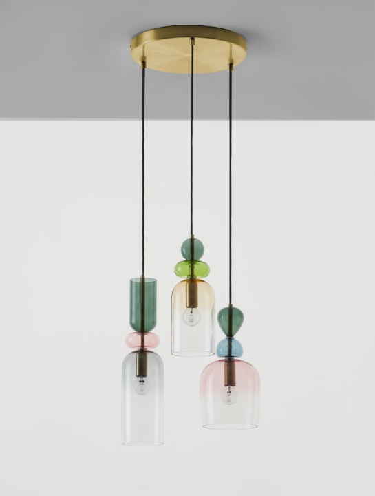 Corp de iluminat suspendat Murano Gri / Auriu Ø42 x H 120 cm - Img 3