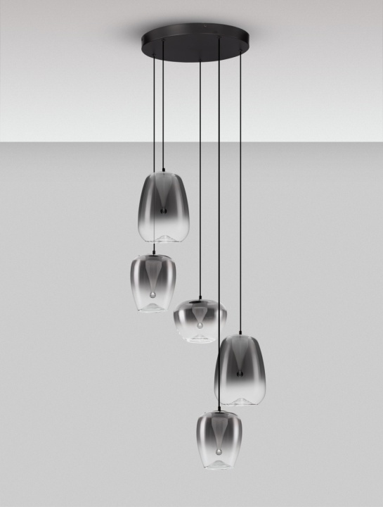 Corp de iluminat suspendat Oblo Gri / Negru Ø47 x H 227 cm - Img 3
