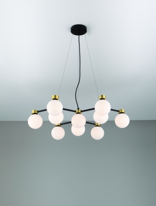 Corp de iluminat suspendat Ovalino Opal / Negru / Auriu 66 x 63 x 148 cm - Img 5