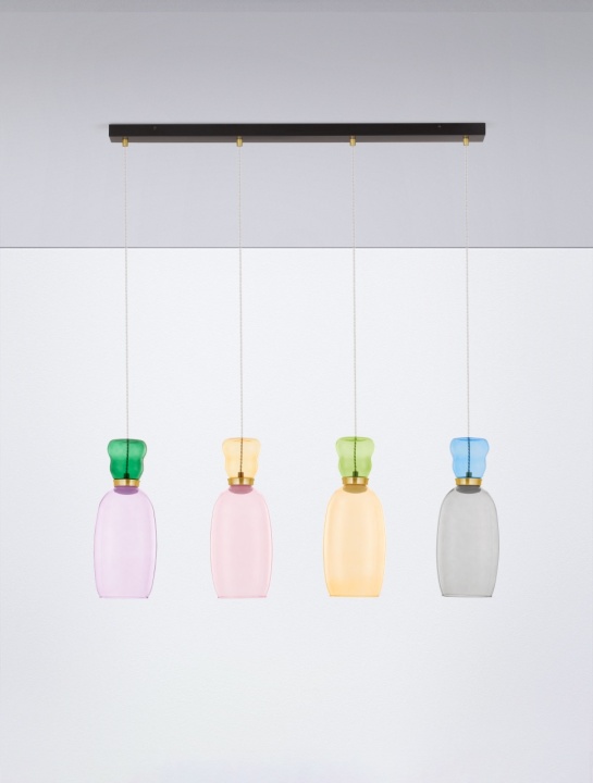 Corp de iluminat suspendat Pluma Glossy Jasper, Purple, Yellow, Pink, Light Green, Light Blue, Smokey / Auriu 96 x 15 x 150 cm - Img 3