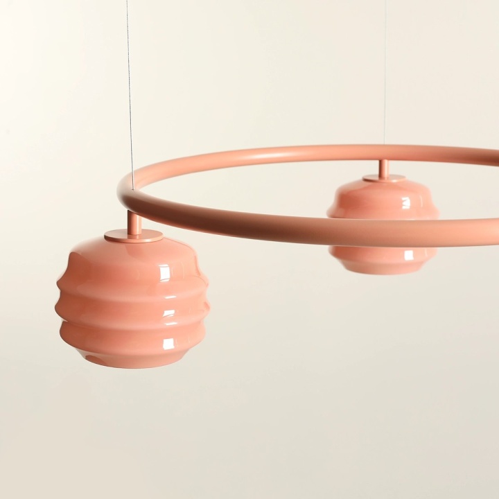 Corp de iluminat suspendat Puff Glaze Ring 63 cm 3xE27 - Coral - Img 2
