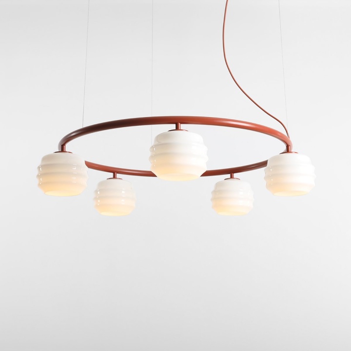 Corp de iluminat suspendat Puff Ring 85 cm 5xE27 - Teracotă - Img 2