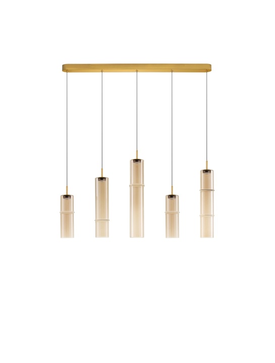 Corp de iluminat suspendat Sano Auriu periat / Auriu / Cognac 94 x 8 x 75-255 cm - Img 2