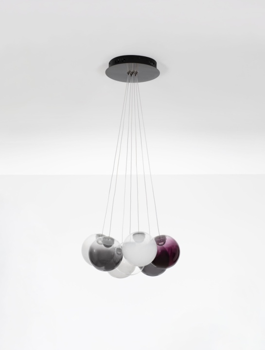 Corp de iluminat suspendat Silenzio Nikel periat / Transparent / Opal Ø45 x H 120 cm - Img 3