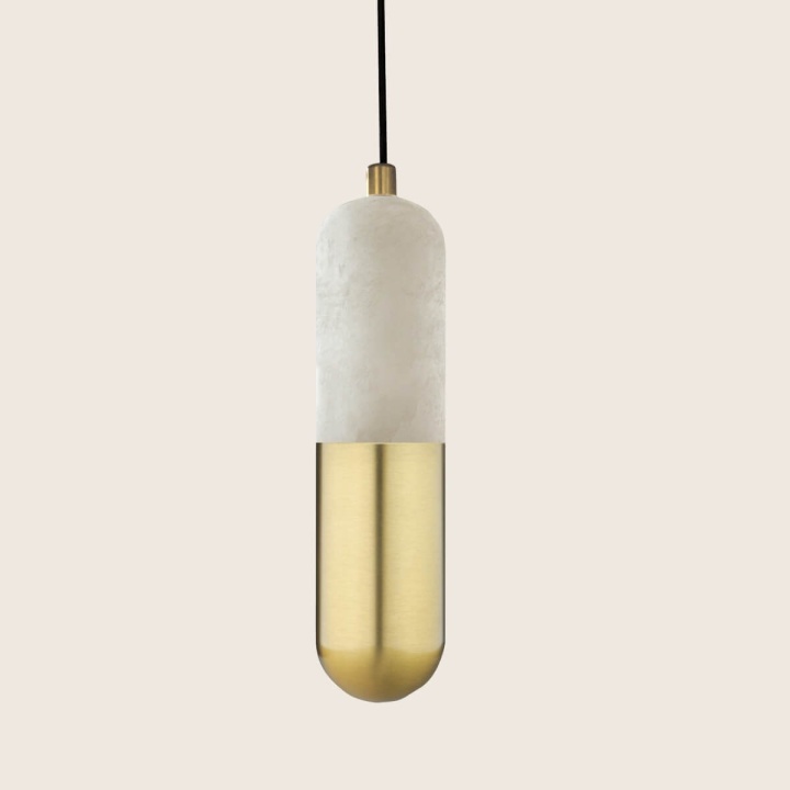 Pendul Alabaster LED 3000K - Alamă, Natural - Img 3