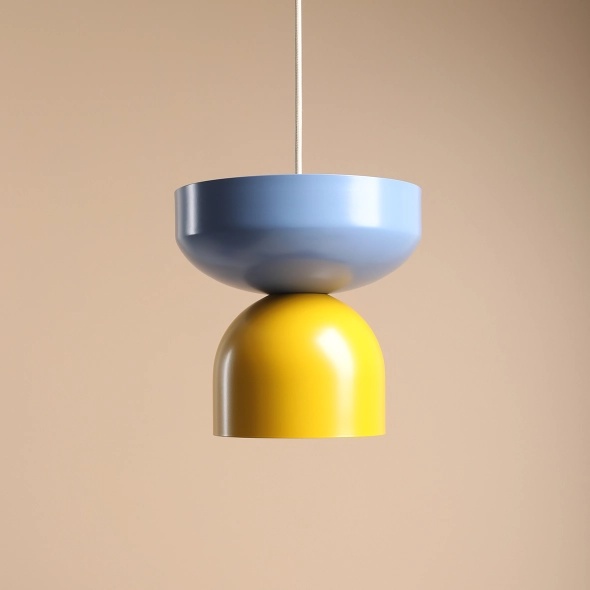 Pendul Api 30 cm 1xE27 - Albastru prăfuit + Muștar - Img 2