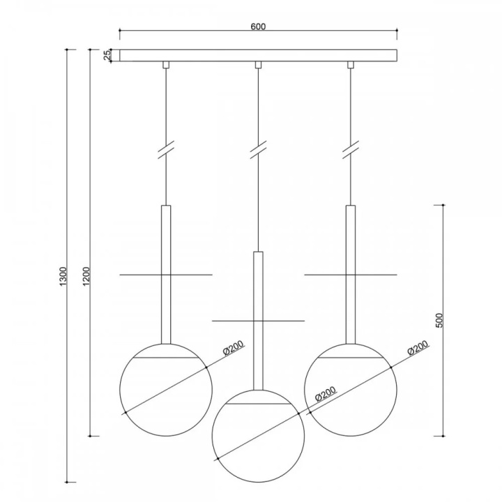 Pendul PLAAT A 3L white triple with brass, alb / auriu - Img 3