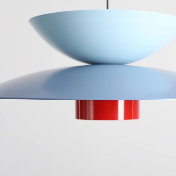 Pendul Teya 65 cm 1xE27 - Albastru deschis + Albastru prăfuit + Roșu chili - Img 2