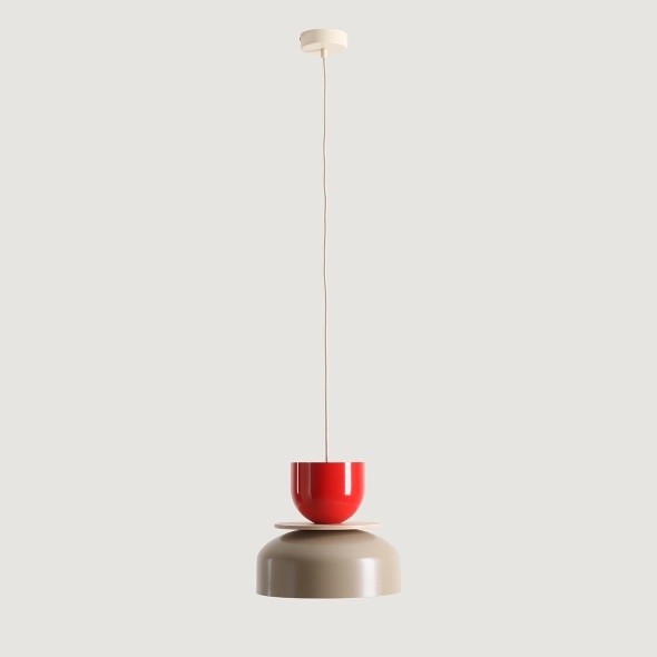 Pendul Uto 30 cm 1xE27 - Bej + Roșu chili - Img 4