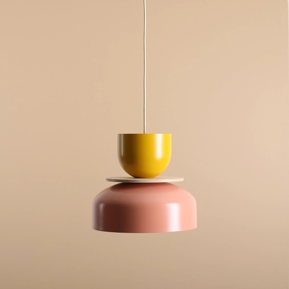 Pendul Uto 30 cm 1xE27 - Coral + Muștar - Img 2