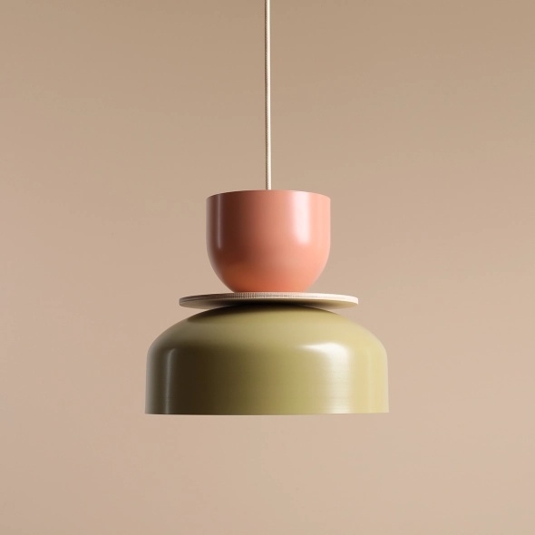 Pendul Uto 30 cm 1xE27 - Fistic + Coral - Img 2