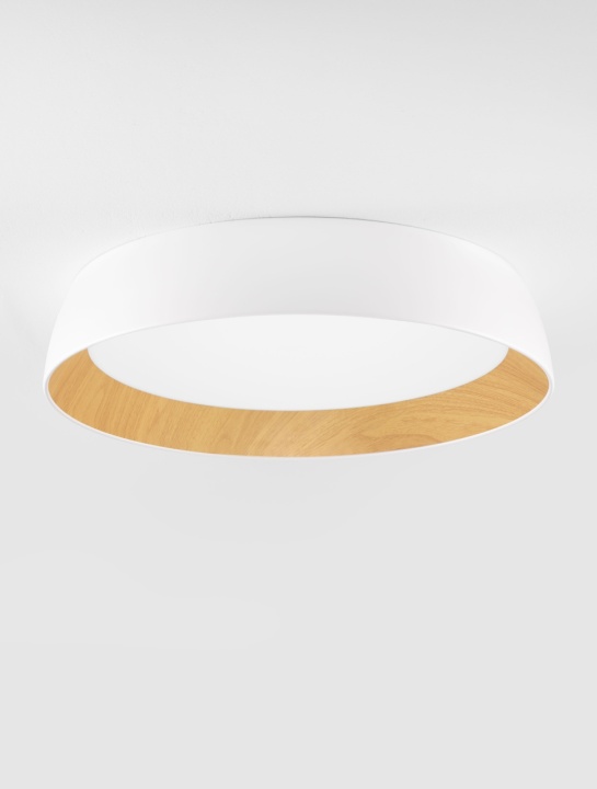 Plafoniera Sigi Alb / Lemn Ø60 x H 12 cm - Img 3