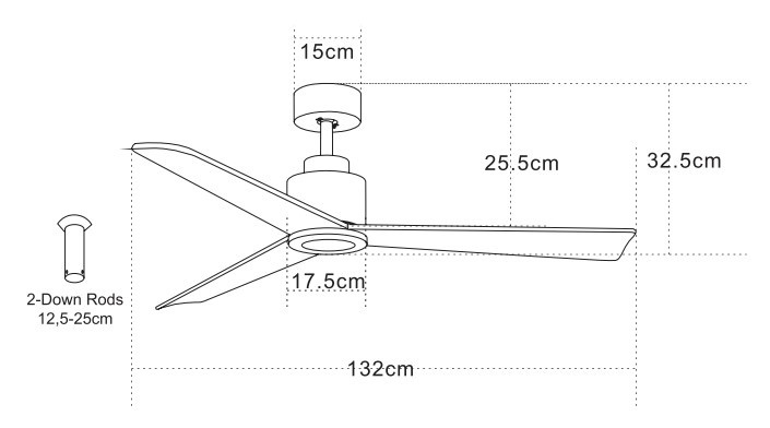 Ventilator suspendat cu lumină Capri - Negru mat - Img 4