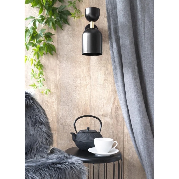 Aplică de perete SUPURU W black adjustable with brass tube, negru / auriu - Img 2