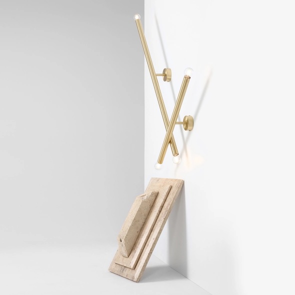 Aplică Tubo înălțime 60 cm 2xE14 - Alamă - Img 5