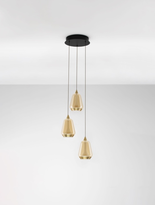 Corp de iluminat suspendat Alish Negru / Auriu / Champagne Ø28 x H 160 cm - Img 3