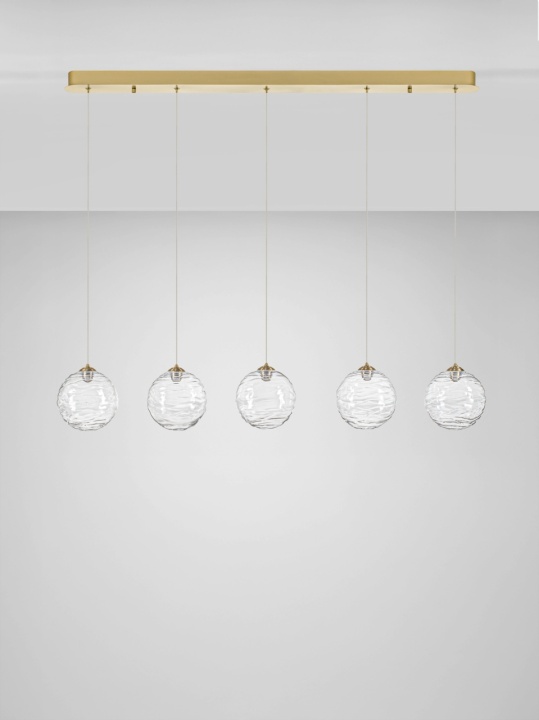 Corp de iluminat suspendat Blazik Transparent / Auriu 100 x 8 x 150 cm - Img 3
