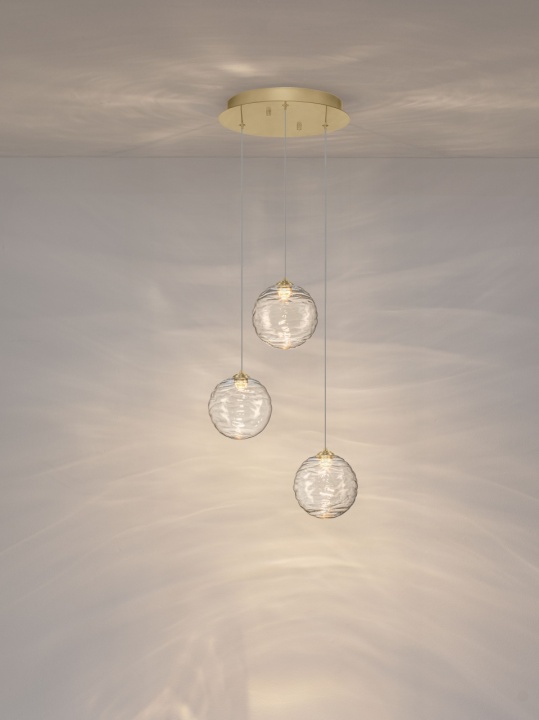 Corp de iluminat suspendat Blazik Transparent / Auriu Ø36,5 x H 150 cm - Img 4