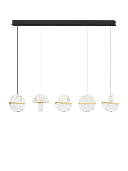 Corp de iluminat suspendat Dorin Alb / Auriu / Alb / Transparent 104 x 16 x 150 cm - Img 2