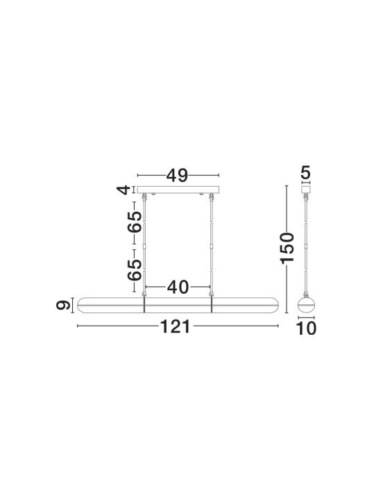 Corp de iluminat suspendat Gloree Alama antichizata 121 x 10 x 85/150 cm - Img 2