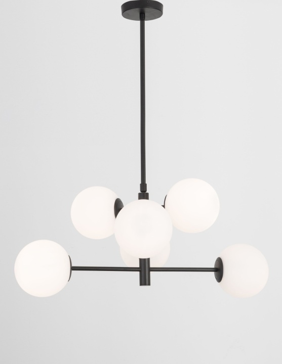 Corp de iluminat suspendat Impero Opal / Negru Ø70 x H 81/130 cm - Img 4