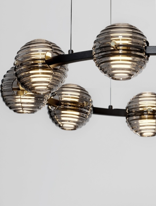 Corp de iluminat suspendat Las Negru / Auriu / Gri Ø91 x H 160 cm - Img 5