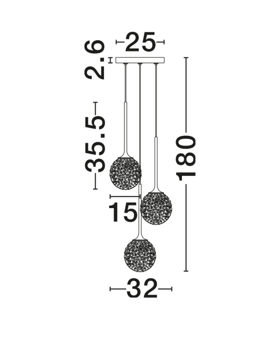 Corp de iluminat suspendat Mirano Transparent / Auriu Ø32 x H 180 cm - Img 5