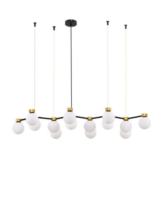 Corp de iluminat suspendat Ovalino Opal / Negru / Auriu 107 x 47 x 157 cm - Img 2