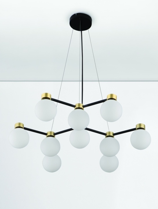 Corp de iluminat suspendat Ovalino Opal / Negru / Auriu 66 x 63 x 148 cm - Img 3