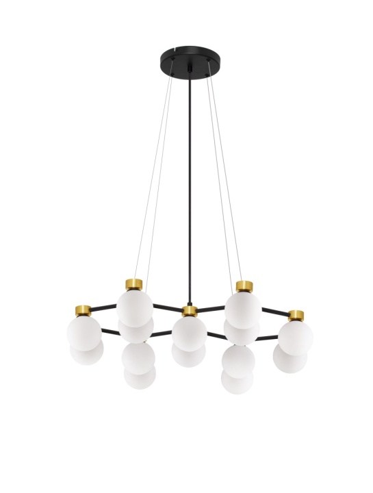 Corp de iluminat suspendat Ovalino Opal / Negru / Auriu 73 x 64 x 143 cm - Img 4