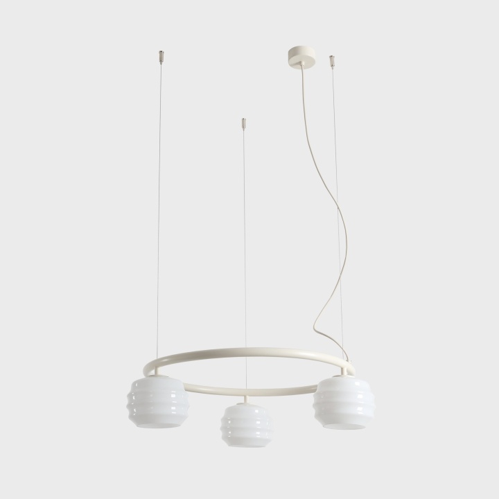 Corp de iluminat suspendat Puff Ring 63 cm 3xE27 - Alb bumbac - Img 3