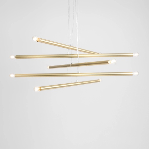Corp de iluminat suspendat Tubo 100 cm 10xE14 - Alamă - Img 4