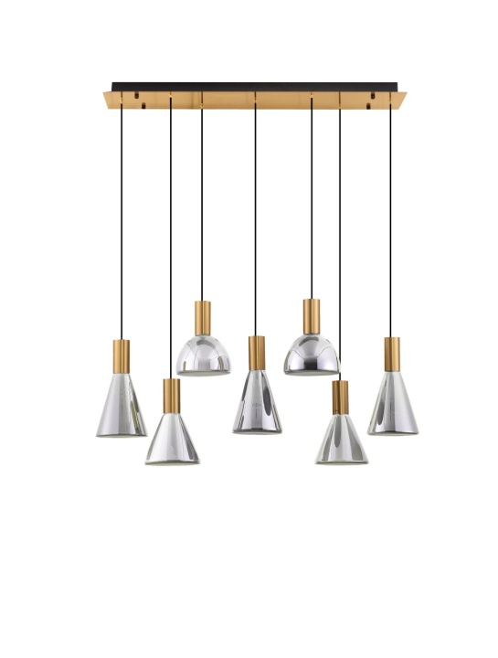 Corp de iluminat suspendat Voi Gradient Smokey / Auriu 96 x 33 x 150 cm - Img 2