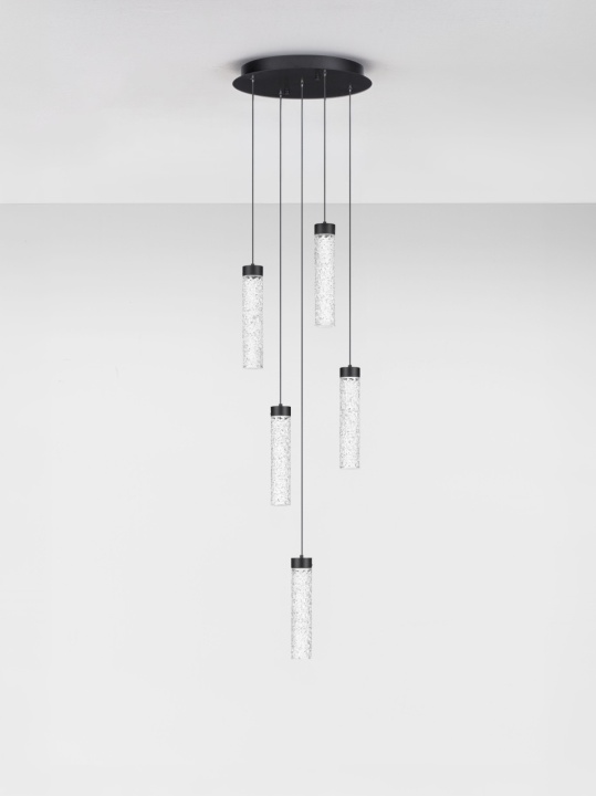 Corp de iluminat suspendat Zelon Negru / Transparent Ø34 x H 150 cm - Img 3