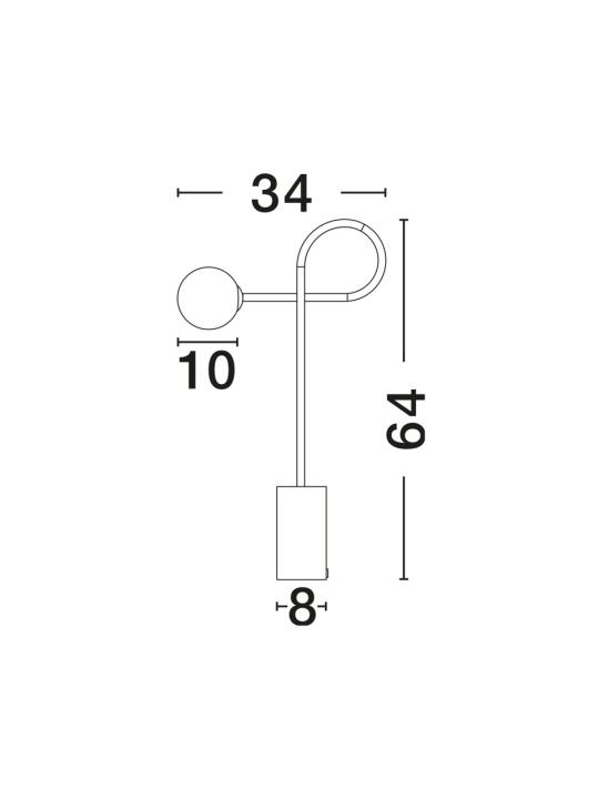 Lampa de masa Dedalo Negru / Opal 34 x 10 x 64 cm - Img 3