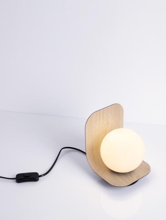 Lampa de masa Kamen Negru / Lemn / Opal 12 x 14 x 18 cm - Img 5