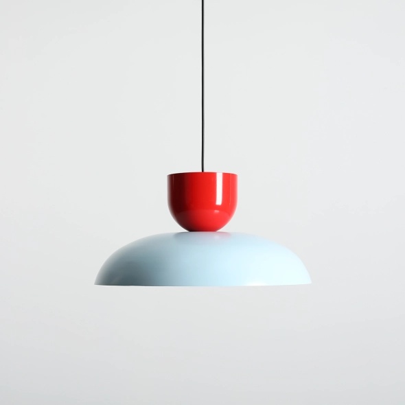 Pendul Ella 47 cm 1xE27 - Albastru deschis + Roșu chili - Img 5