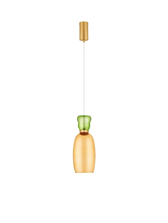 Pendul Pluma Glossy Light Green, Yellow / Auriu Ø15 x H 179 cm - Img 2