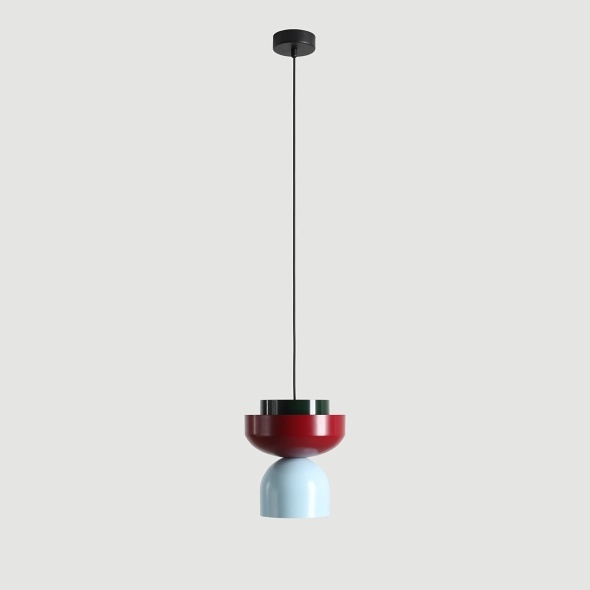 Pendul Ulia 23 cm 1xE27 - Albastru deschis + Roșu vin + Verde - Img 4