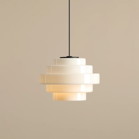 Plafonieră Filo 22 cm înălțime 105 cm 1xE27 - Alb lăptos - Img 5