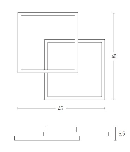 Plafonieră Quadro Luce LED 3000K - Negru - Img 2