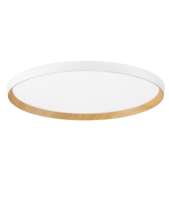 Plafoniera Vomos Alb / Lemn Ø60 x H 7 cm - Img 2