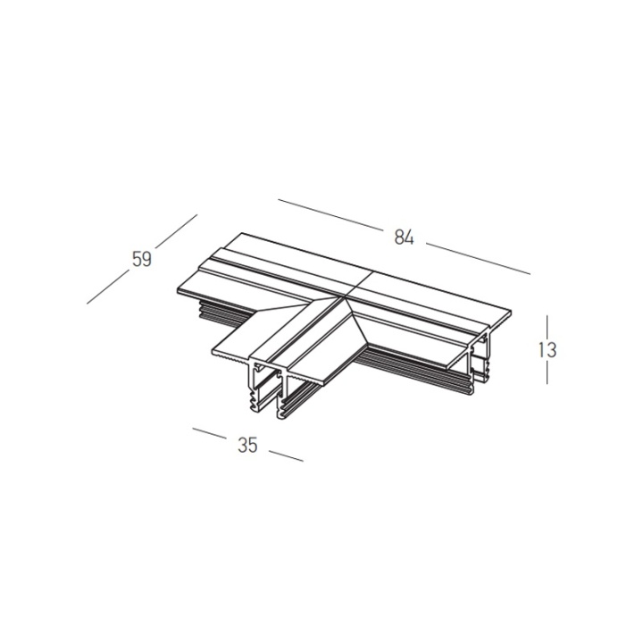 Conector trimless tip 'T' pentru sina magnetica 5mm Minima - Negru mat - Img 3