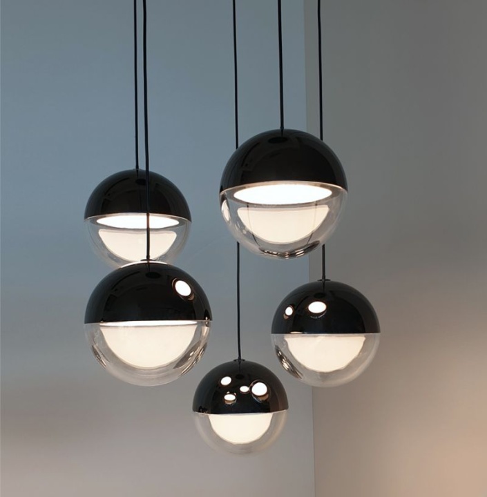 Corp de iluminat suspendat 5 lumini Zirea - Negru / Crom / Transparent - Img 3